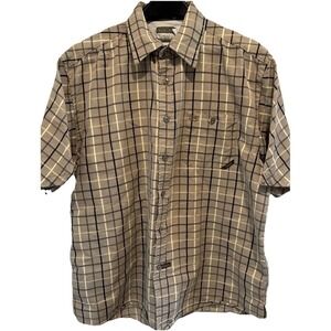 Ecko Unlimited Woven Short Sleeve Shirt Button Up Size Large Logo Pocket Plaid